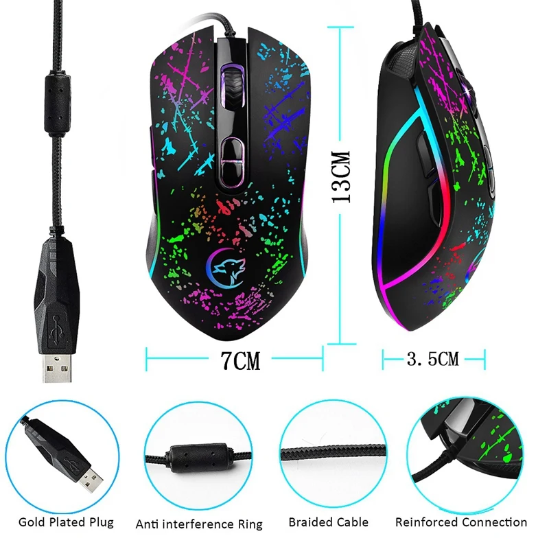 YWYT G819 Совершенно новая Механическая Проводная игровая мышь RGB Marquee многомодовая