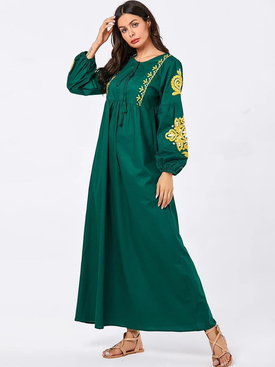 Женское платье с вышивкой и длинным рукавом большие размеры | Женская одежда