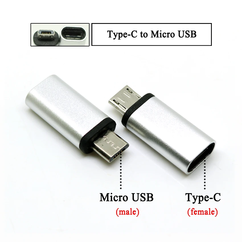Micro male Silver 2 шт. type C к Micro USB/Micro к type-C OTG адаптер Поддержка синхронизации данных зарядный конвертер для Macbook Xiaomi huawei для samsung - Цвет: Micro male Silver