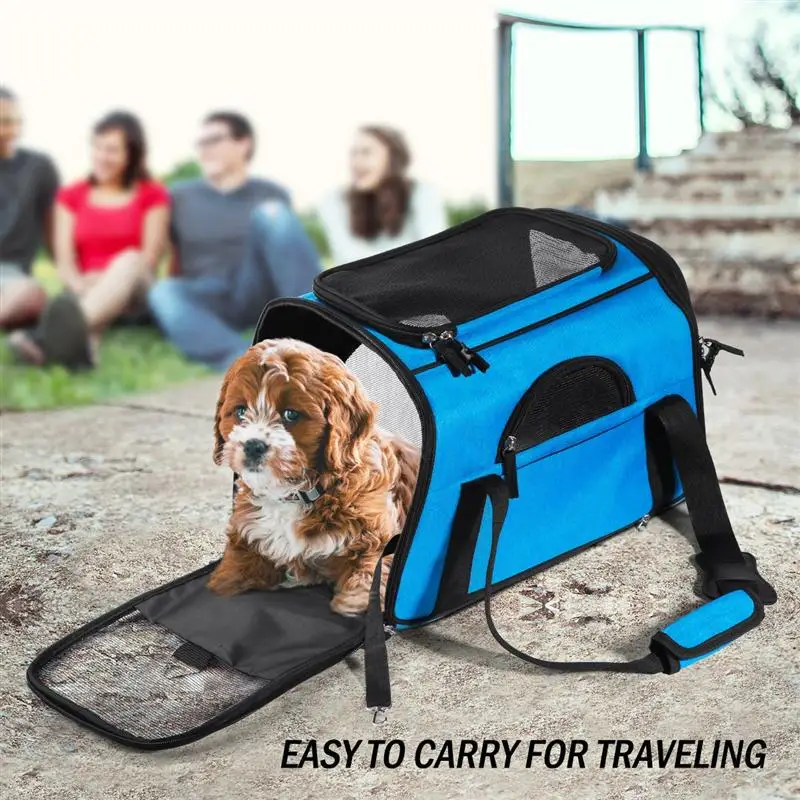 

POPETPOP Pet Carrier Airline Approved Pet Travel Bag Premium Under Seat Compatibility for Dogs and Cats (Blue)
