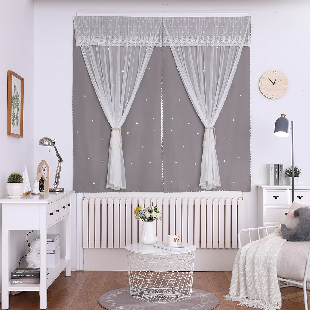 Затемняющие шторы на липучке без перфорации для гостиной спальни серые Оконные