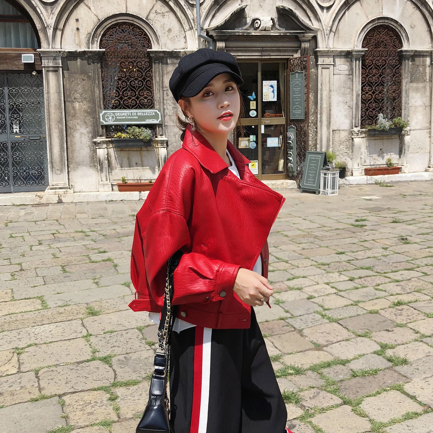 

Faux Leather Jacket For Women Spring Autumn Outerwear Ladies Loose Casual Single Breasted Biker Motorcycle Short Coats