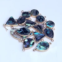 natural fashion jewelry abalone shell pendant water drop triangular round double ear connector diy necklace for jewelry making