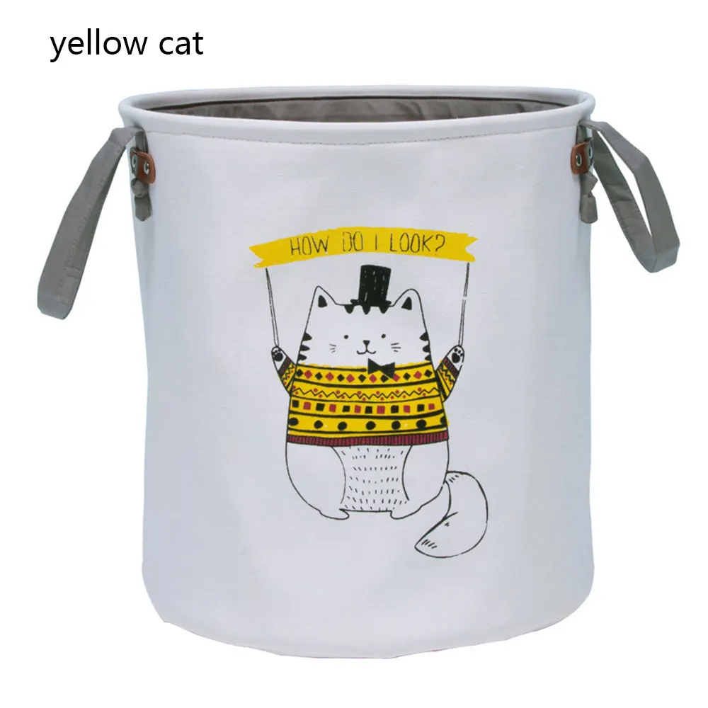 Модный мультяшный складной брезентовый корзина для грязной одежды ведро