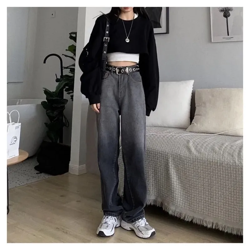 

Women's Jeans 2021 Spring New Streetwear High Waist Wide Leg Pants Baggy Milky Way Tie Dye Fashion Femme Straight Denim Trousers
