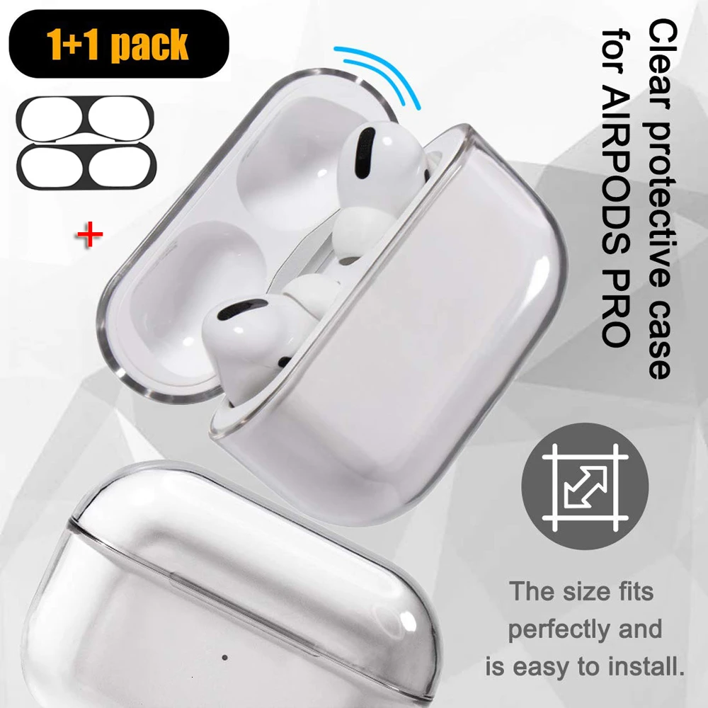 Чехол защитный чехол для Apple AirPods pro 2019 Прозрачный ударопрочный с полным покрытием