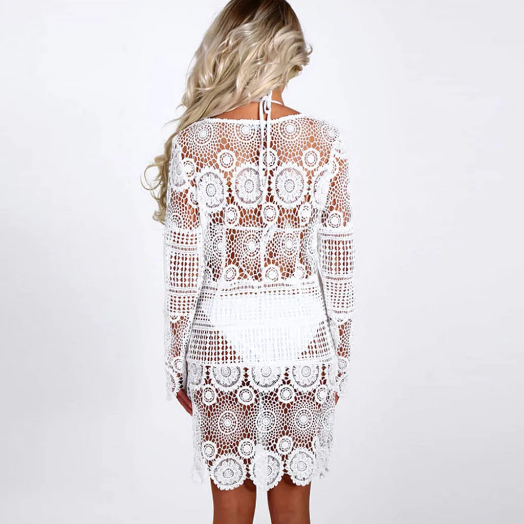 Женское пляжное платье в стиле бохо Пляжная накидка на бикини белый черный