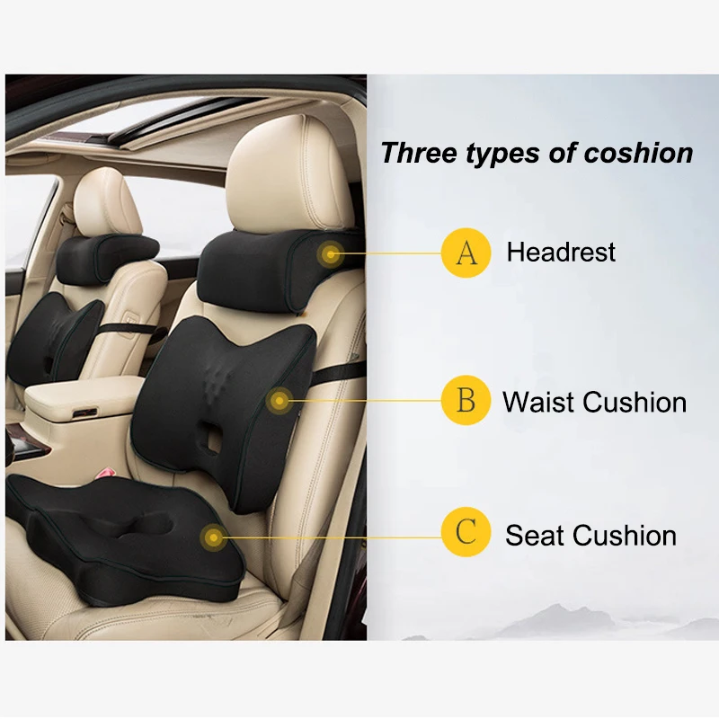 3 шт./комплект Автомобильная подушка подголовник из пены с эффектом