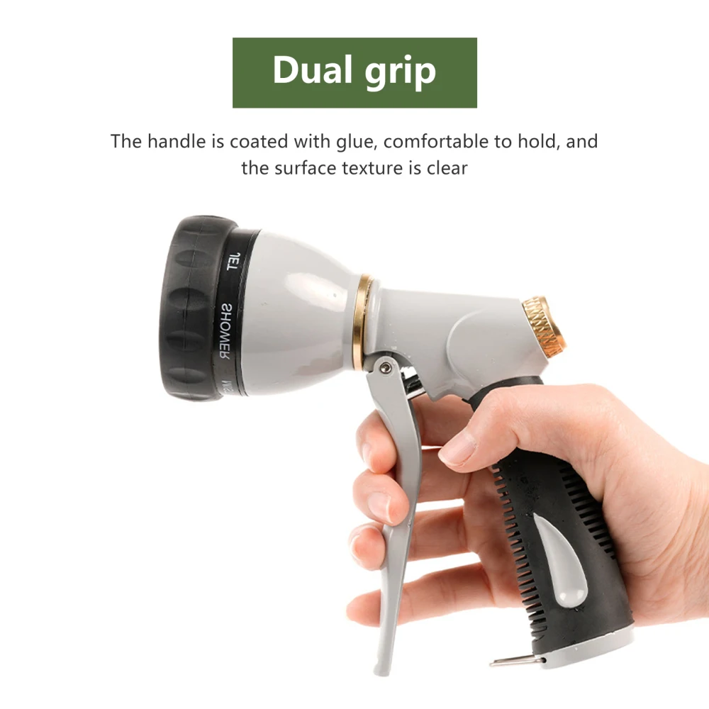 

Hose Nozzle Adjustable Patterns Metal Grip For Garden & Lawns Watering Saving Time And Effort