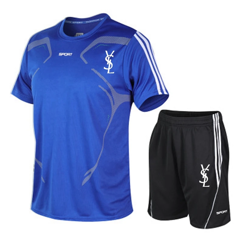 

2021 popular new cotton men's T-shirt + Sports Shorts Set summer high quality cotton T-shirt sports running set