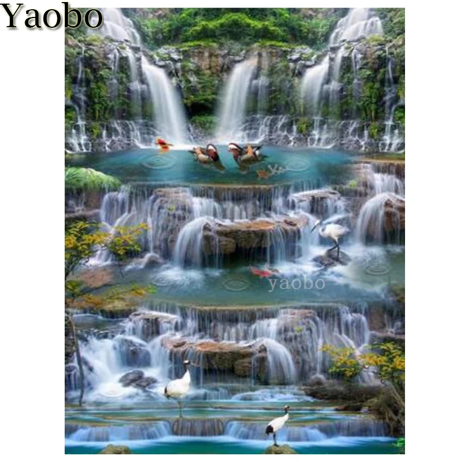 

5D алмазная живопись водопад птица природный пейзаж полная дрель квадратные Diy Алмазная вышивка Стразы мозаика ручное хобби Декор