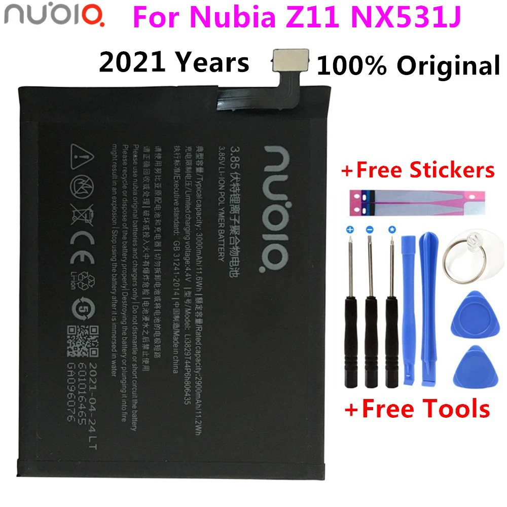 

2021 Новый аккумулятор для ZTE Nubia Z11 NX531J Li3829T44P6h806435 3000 мАч Высококачественная сменная аккумуляторная батарея + Бесплатные инструменты