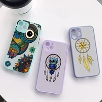 dream catcher drawings feather owl phone case for iphone x xr xs 7 8 plus 11 12 pro max translucent matte shockproof case
