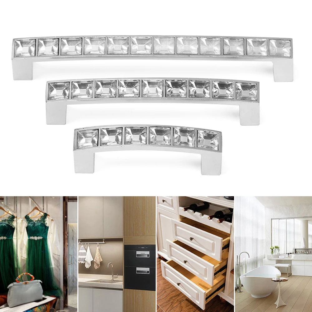 Хрустальные стеклянные ручки для шкафа серебристые Ручки выдвижной ящик ручка