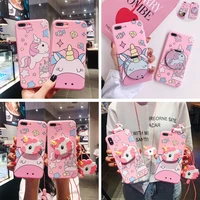 cute cartoon unicorn holder stand lanyard soft phone case for samsung galaxy note 9 note 10 s8 s9 s10 plus a10s a20s black cover