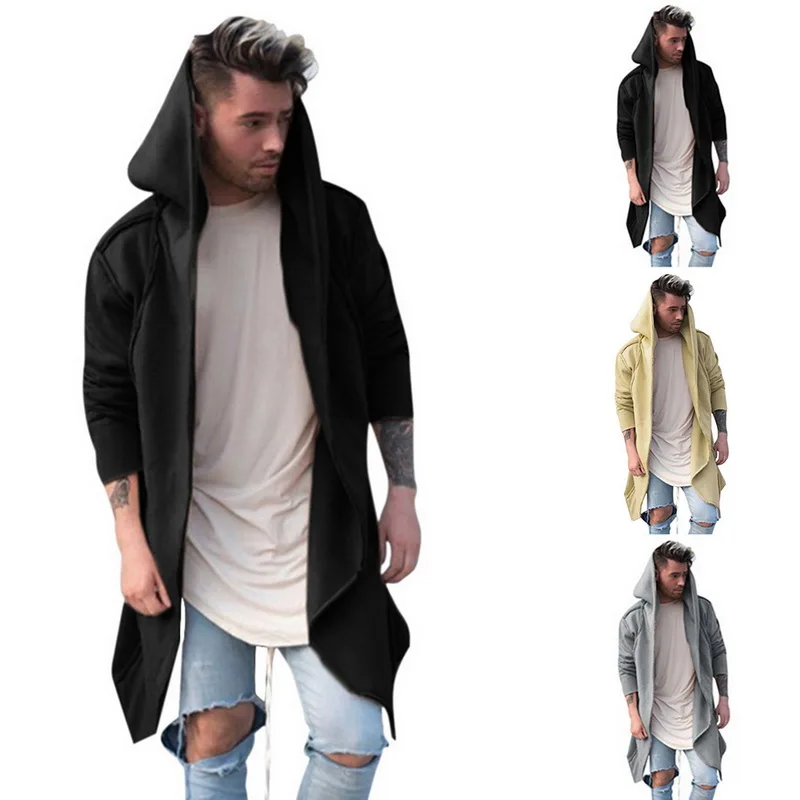 CALOFE модный бренд толстовки с капюшоном мужские черные хип хоп мантия пальто