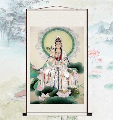 

Изысканный декоративный свиток Avalokitesvara, подвесная картина
