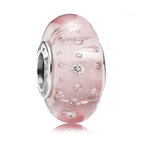 lorena 100 authentic 925 sterling silver pink bubble glass beads fit original bracelet necklace diy jewelry