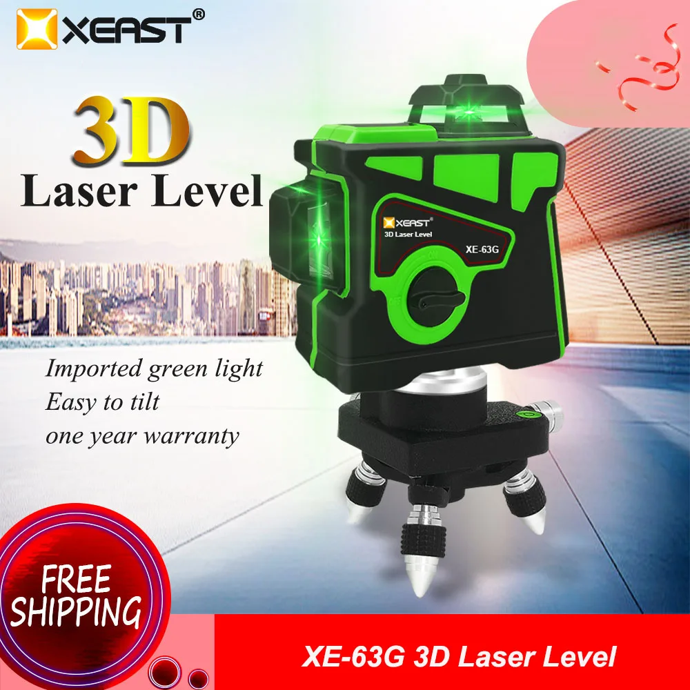 Профессиональный лазерный уровень XEAST 3D 12 линейный сверхсильный светильник