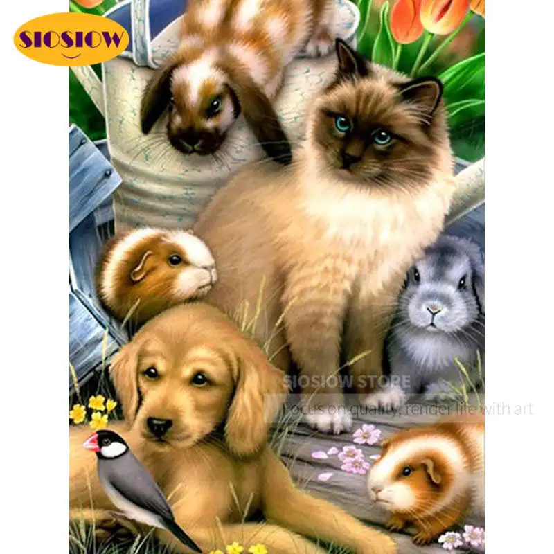 Алмазная 5D живопись сделай сам полноразмерная картина с изображением животных