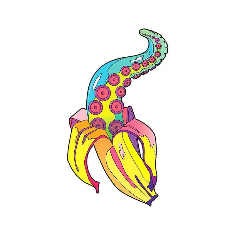 

VINYLColorful Banana Octopus Leg Creative Car Stickers Body Cover Scratches Windshield Auto Decal Motorcycle Laptop Decoration