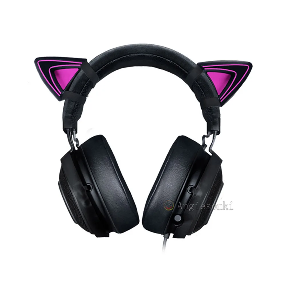 1 пара наушники с кошачьими ушками розовые фиолетовые зеленые для RAZER Kraken V2