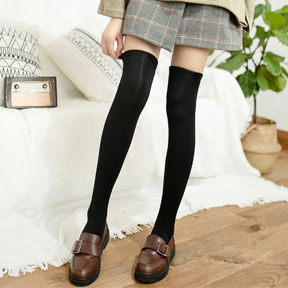 Женские плюшевые толстые чулки женские выше колена качественные японские нижнее