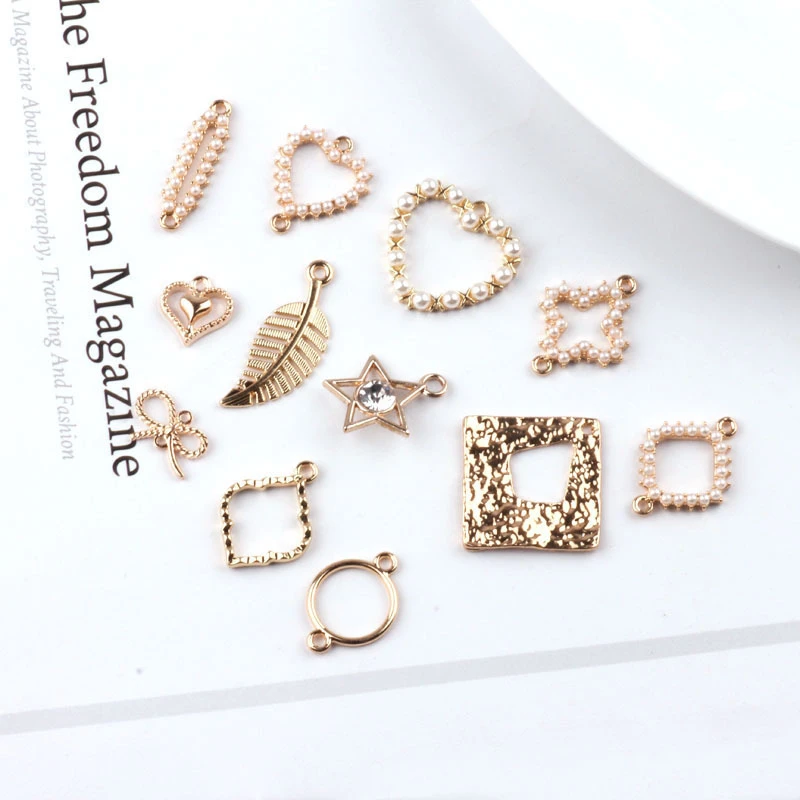 10 шт. корейский сплав Простой Жемчуг любовь Квадратный Кулон лист массивные