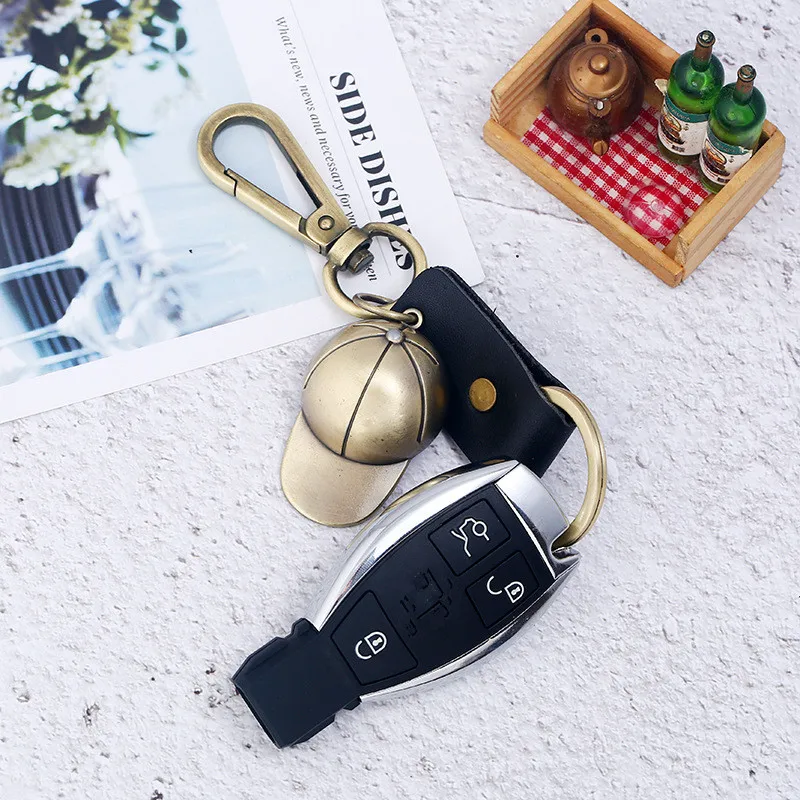 Кожаный брелок для ключей мужчин и женщин модный винтажный держатель сумки