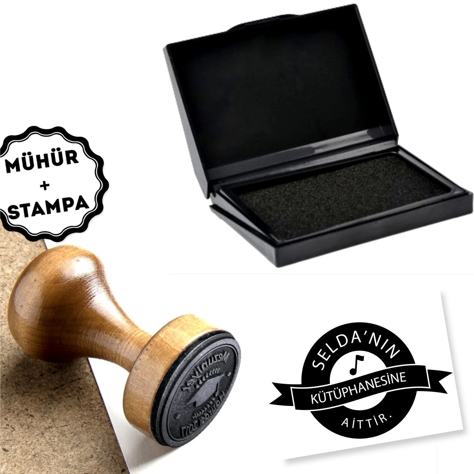 

Personalized Name Written Wood Book Seal-A864