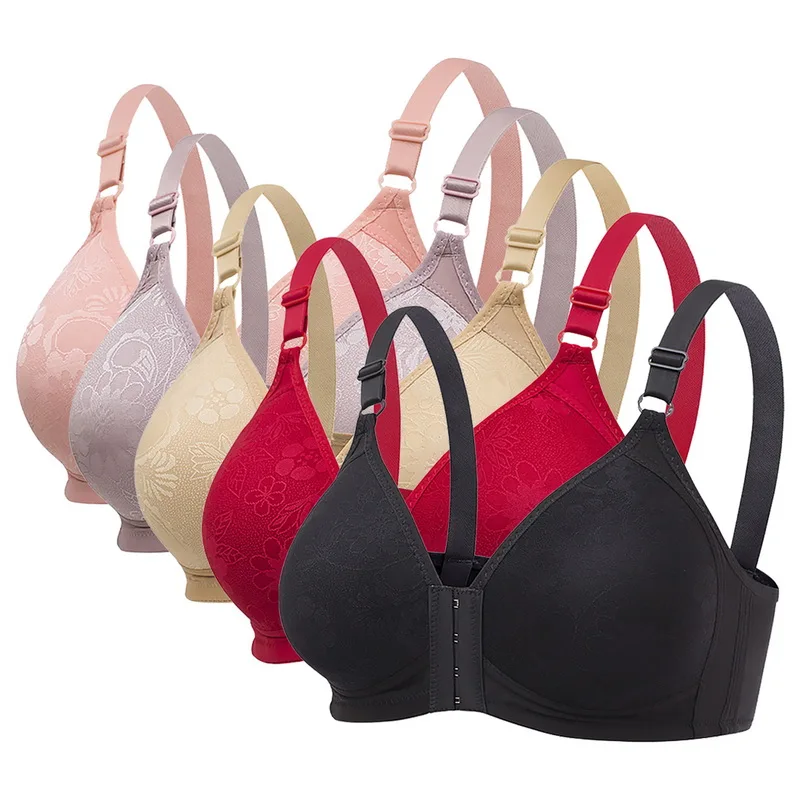 

2021 Sexy Push Up Bra Front Closure Solid Color Brassiere Wireless Bralette Breast Seamless Bras For Women Underwear Plus Size