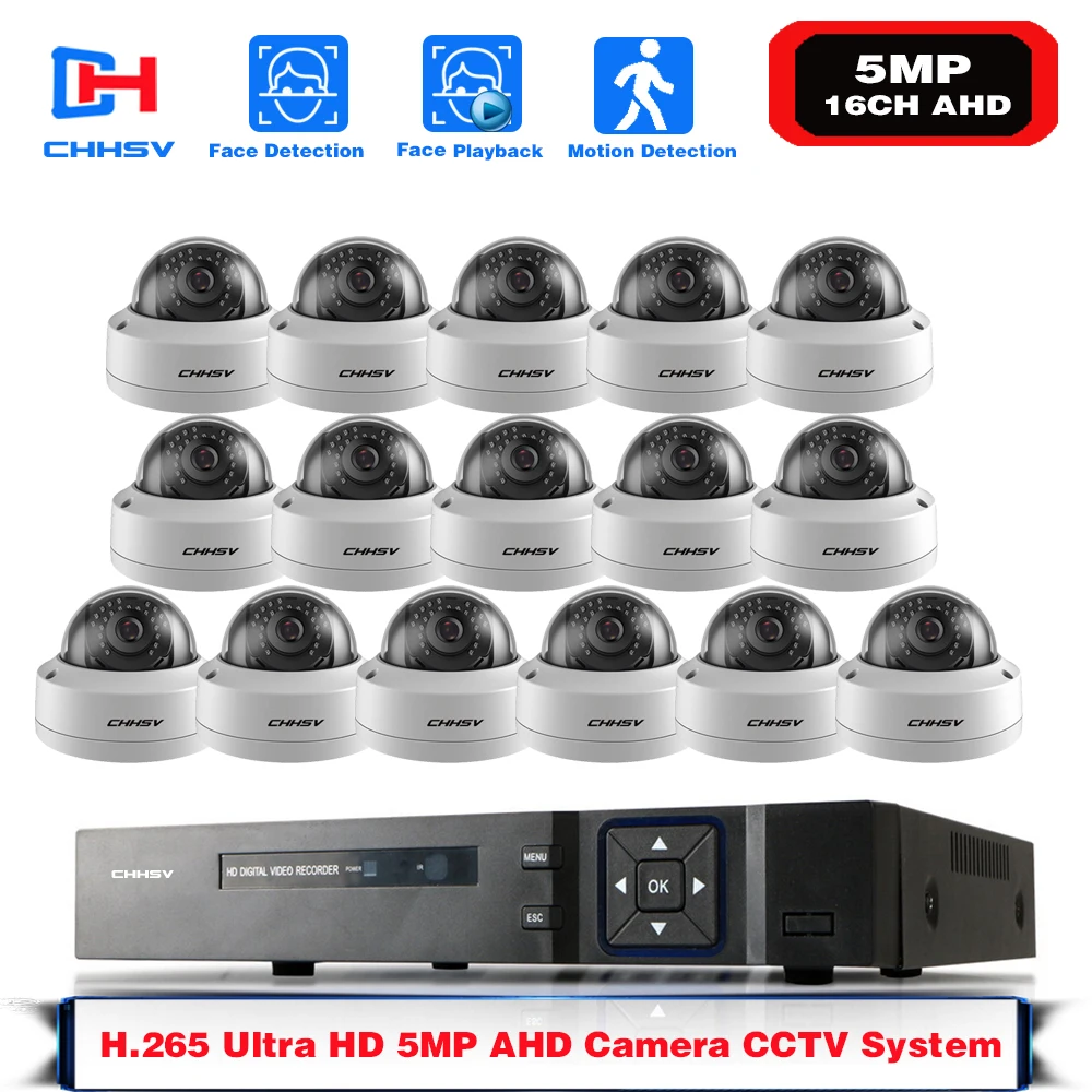 HD TVI AHD 16CH 1080P 5MP DVR Kit камеры безопасности Системы 16*5 0 Мп день Ночное Видение