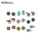 2021 новые индийские цветочные серьги-гвоздики Мандала акриловые серьги ручной работы эпоксидная смола ювелирные изделия модный подарок