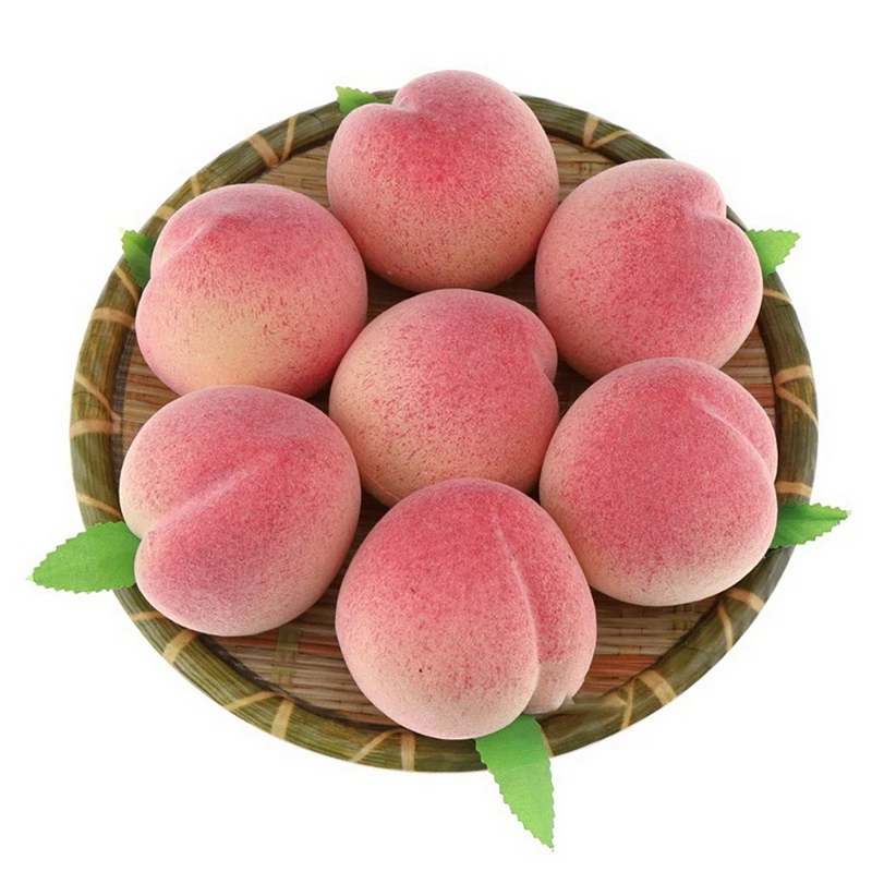

12Pcs Artificial Peach DIY Artificial Fruits Fake Peach Kindergarten Plastic Fake Fruit For Christmas Home Wedding Decoration