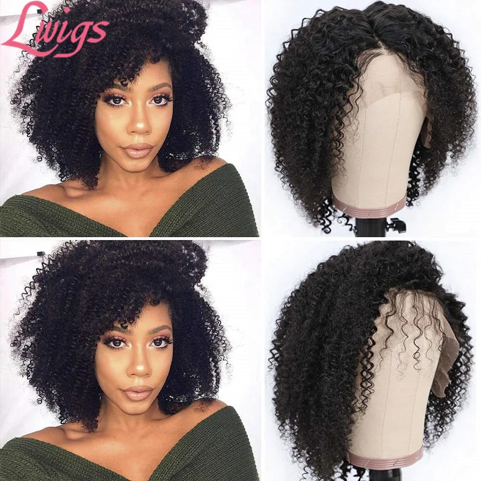 Kinky Curly 13X6 Lace Front Human Hair Wig Afrio Kinky Curly 360 Lace Frontal Wig Glueless Lace Front Wig For Women High Density