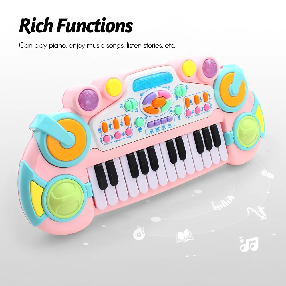 24 Keys Kids Electronic Piano Keyboard Music Education Toy with Colorful Lights for Children Toddler(Random Color Delivery) | Спорт и
