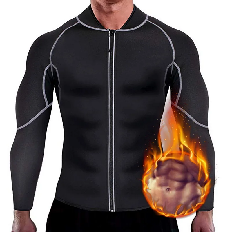 

2021 Men's fitness Thermo Shapewear High Training Tops Hot Sweat Jacket
