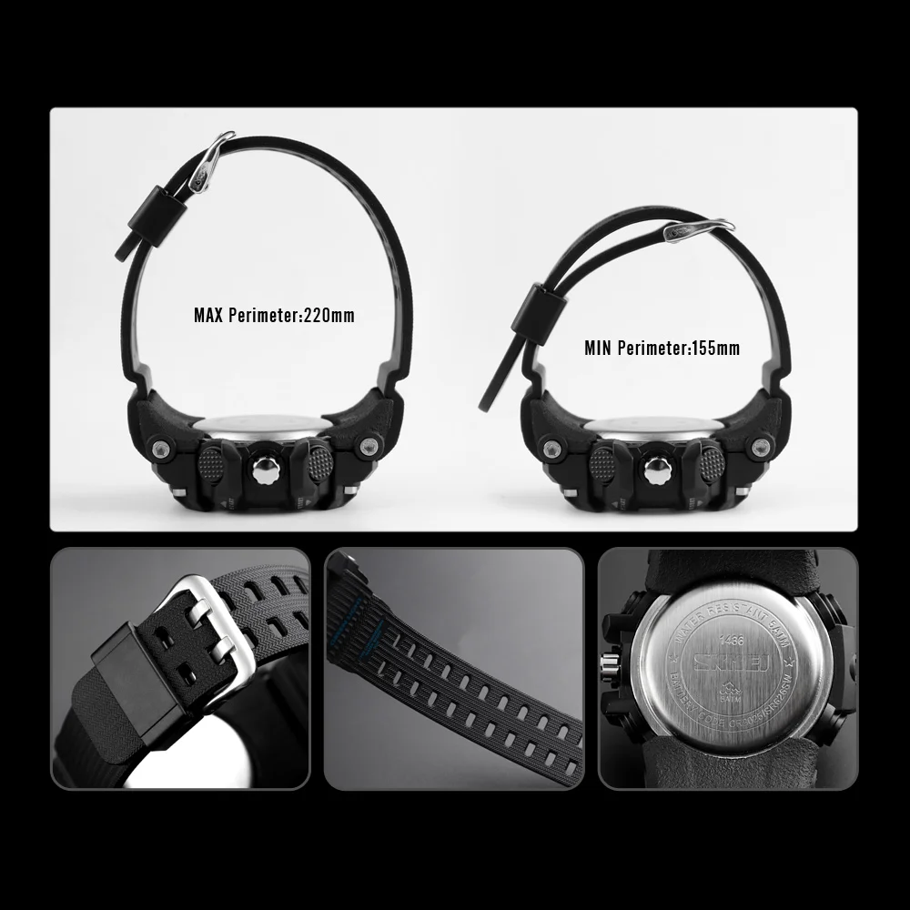 

SKMEI Outdoor Sports Watch Men Women Fashion Dual Display Digital Wristwatch 3 Time Ladies Stopwatch Waterproof Watches Reloj