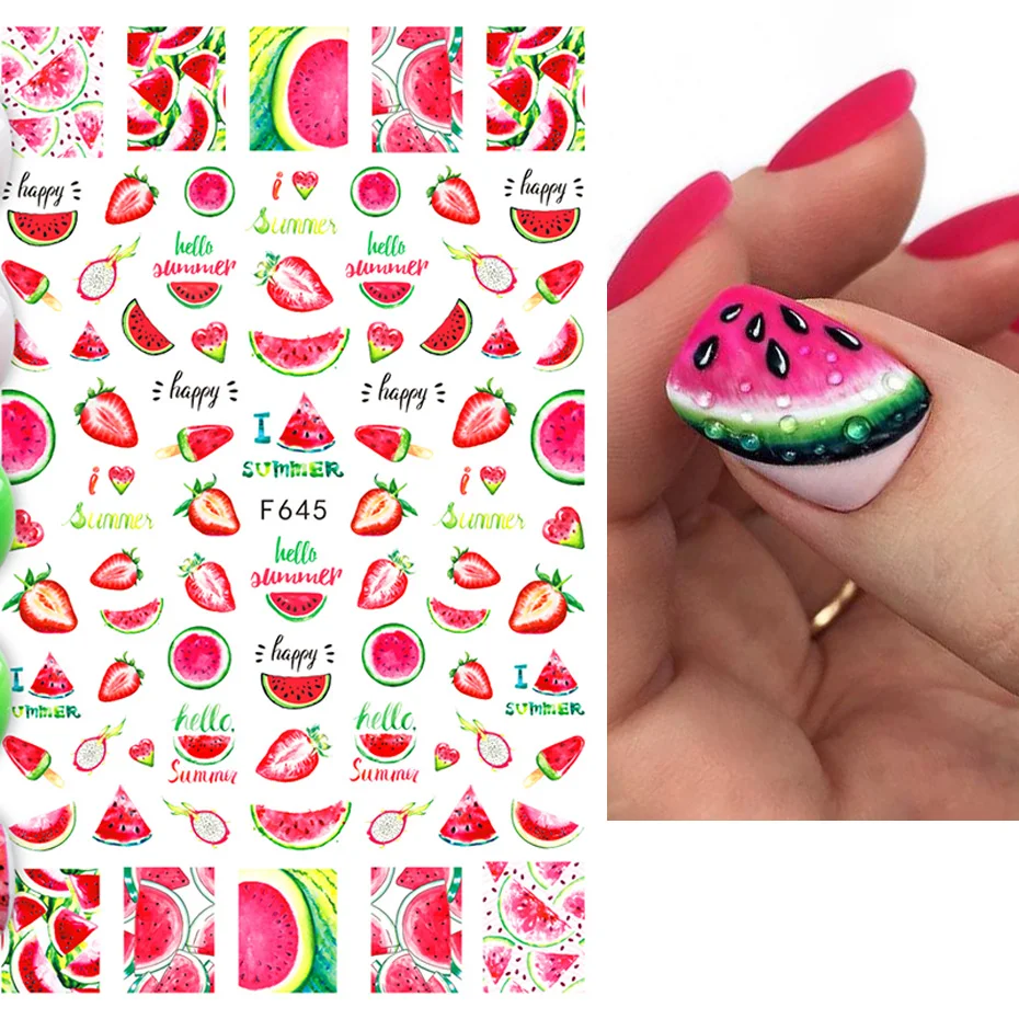 3D Наклейки для дизайна ногтей арбуз лимон|Стикеры и наклейки| |