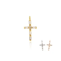 cross pendant exquisite hot selling brass zircon religious charm diy jewelry bracelet earring making supplies