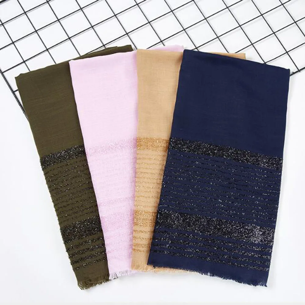 Женский муслиновый хиджаб муслиновые шарфы флуоресцентный чистый простой