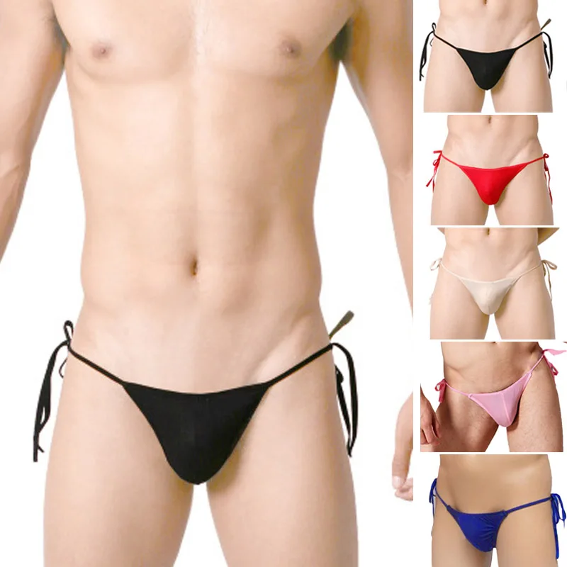 

Men's Sexy Breathable Viscose Lacing Backless Thong Briefs Underwear Underpants For Swim Summer 3 Colors One Size