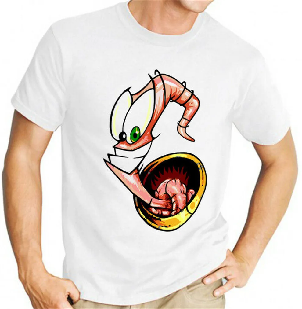 Earthworm Jim (компьютерная игра и 90 сериалов мультфильмов) Мужская футболка