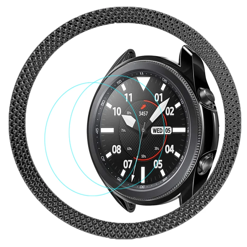 

Защитная пленка + кольцо-БЕЗЕЛЬ для samsung galaxy watch 3, закаленное стекло, нержавеющая сталь, 45 мм, 41 мм