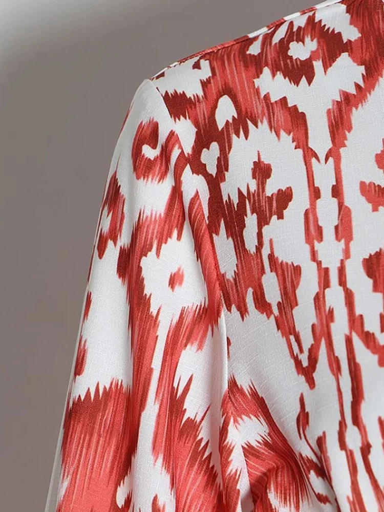 

Casual printed loose round neck high waist wide leg casual jumpsuit women fashion clothes spring