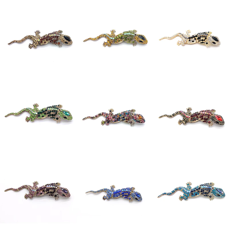 

PD BROOCH 2021 New Spring Full Zircon Big Animal Lizard Brooch Clothing Bag Accessories Jewelry