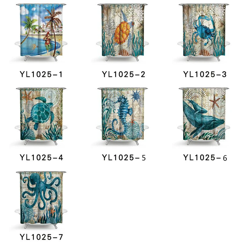 Занавеска для душа в форме черепахи из Средиземноморского моря занавеска ванны