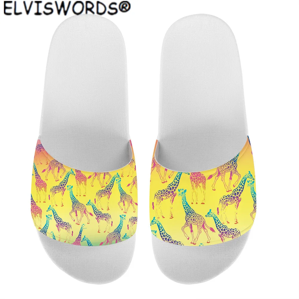 ELVISWORDS/Летние повседневные женские тапочки Цветная обувь с принтом жирафа