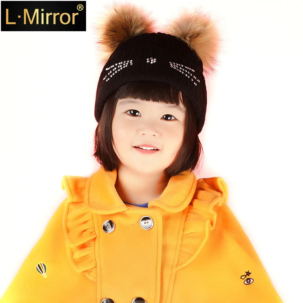 

L.Mirror 1Pcs Kids Hat Cute Toddler Warm for Fall Winter Knit Cap with Hair Ball