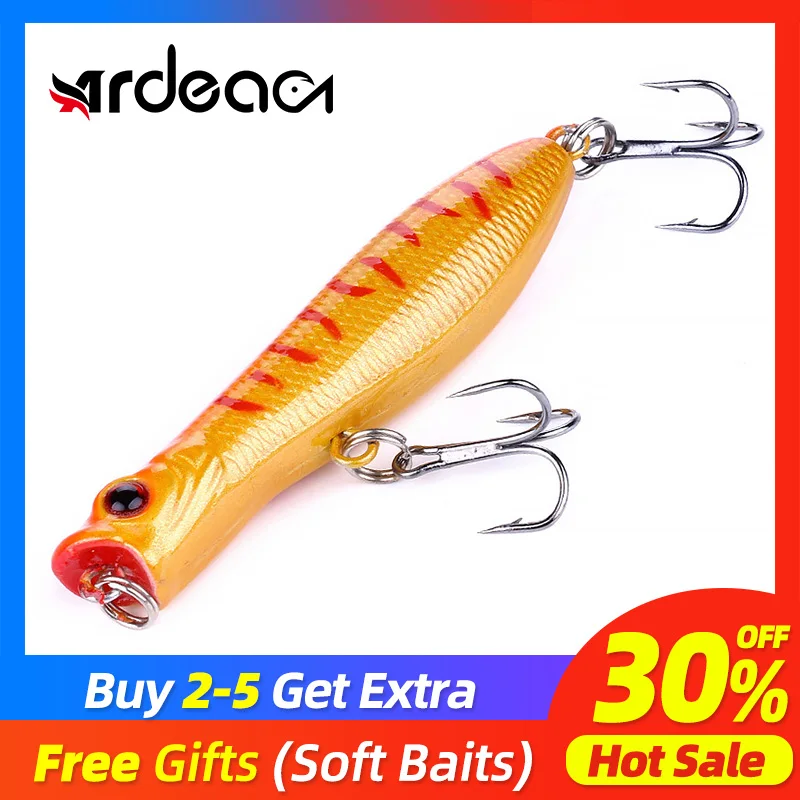 Ardea Поппер приманка 60 мм 5g поплавок плавающая твердая с крюком искусственным